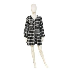 New Look Black/White Plaid Dress, M